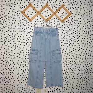 Old Navy Light Wash High Rise Girls Baggy Cargo Jeans